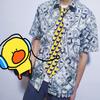 Matte Polyester Screen Printed Yellow Duck Pattern Long Tie for Men and Women