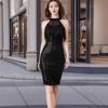 Women's Sexy Party Halter Sequin Fringe Dress Nightclub Sleeveless Slimming Mid-length Dress Dress