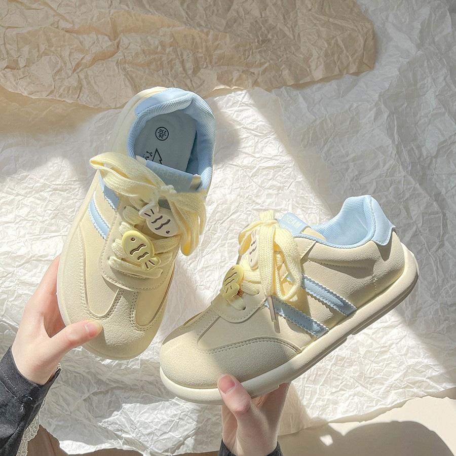 Little White Shoes Women's 2025 Summer Niche Design Sende Training Shoes Sweet Platform Bow Student Casual Board Shoes