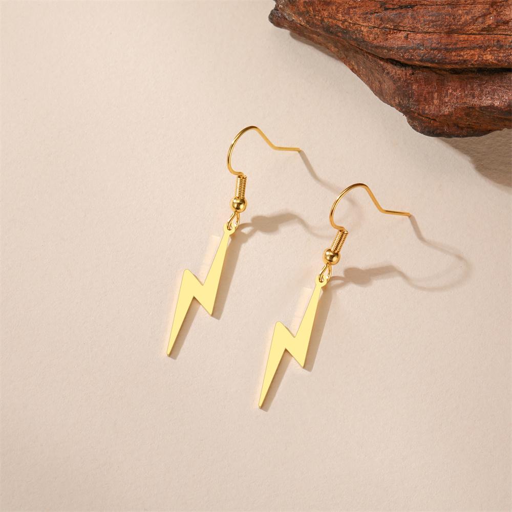 My Shape Punk Lightning Pendant Earrings for Women Hip Hop Dangle Earrings Stainless Steel Jewelry Birthday Party Gift Wholesale