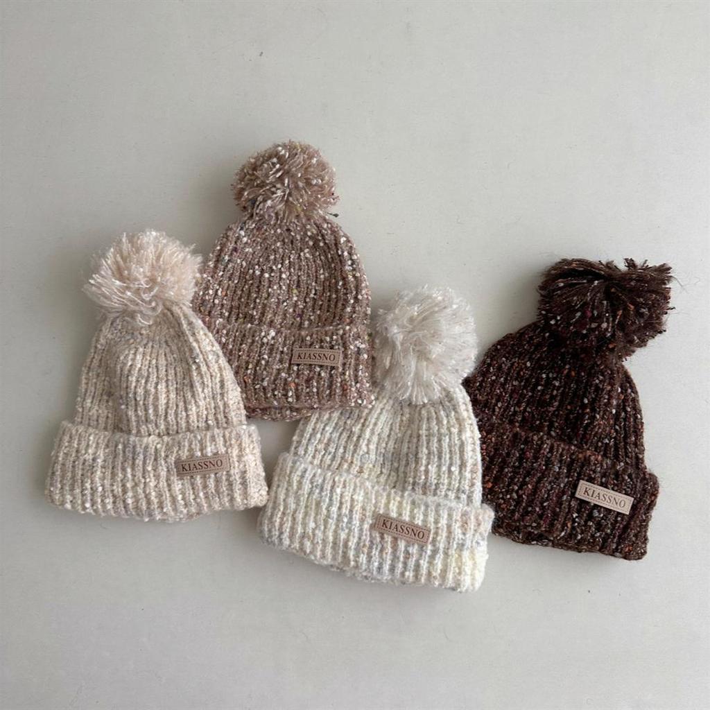 1 Stück pelzige warme Kinder-Mütze für Jungen und Mädchen, schicke koreanische Mode, Häkelmütze für Kleinkinder, Herbst-Winter, dicke Plüsch-Strickmütze