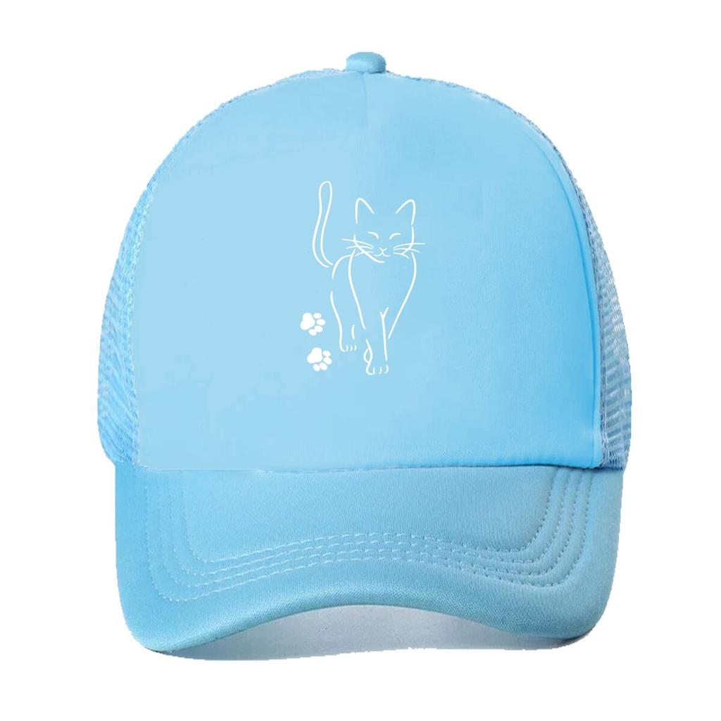 Unisexs Vintage with Distressed Cat Paw Print Adjustable Dad Hat Duckbill Brim Mixed Colors Ret Mesh Baseball Cap