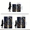 Set Of 2 Islamic Architecture Curtains Golden Star Moon Print Polyester Living Room Bedroom Light Blocking Made Area Window Treatment