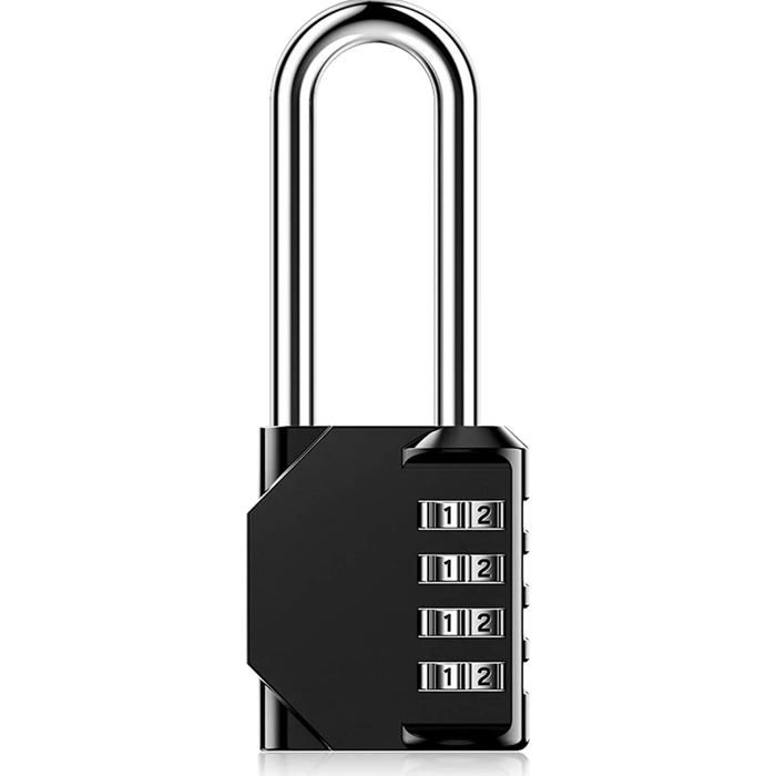 Cadenas - 4 chiffres - 6,5 cm - Étanche - Réinitialisable - Noir