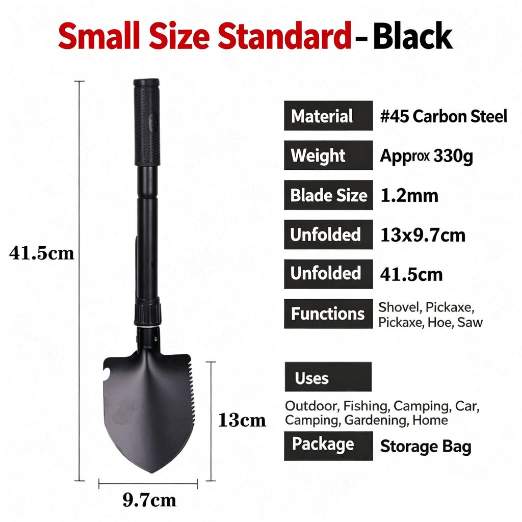 Multifunctional Folding Shovel Portable Outdoor Camping Garden Fishing Spade Emergency Survival Adventure Equipment