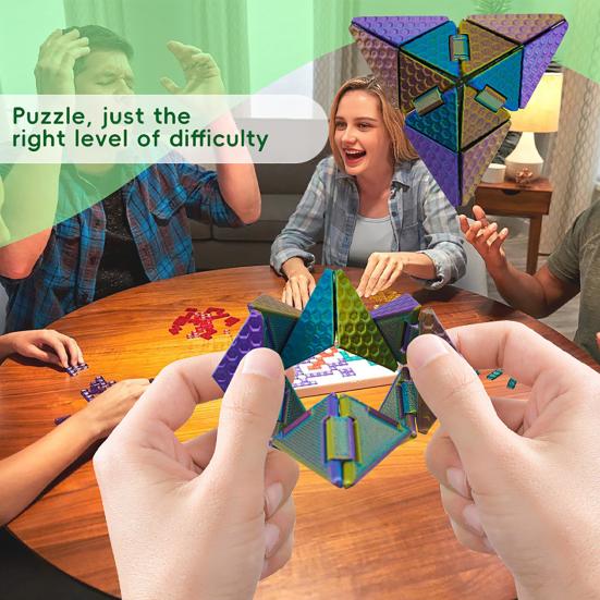 3D Printed Stress Relief Cube Toy Brain Teaser Deformable Puzzle Cube Desk Toy Teens Adults Calming Decompression Flipping Sensory Toy