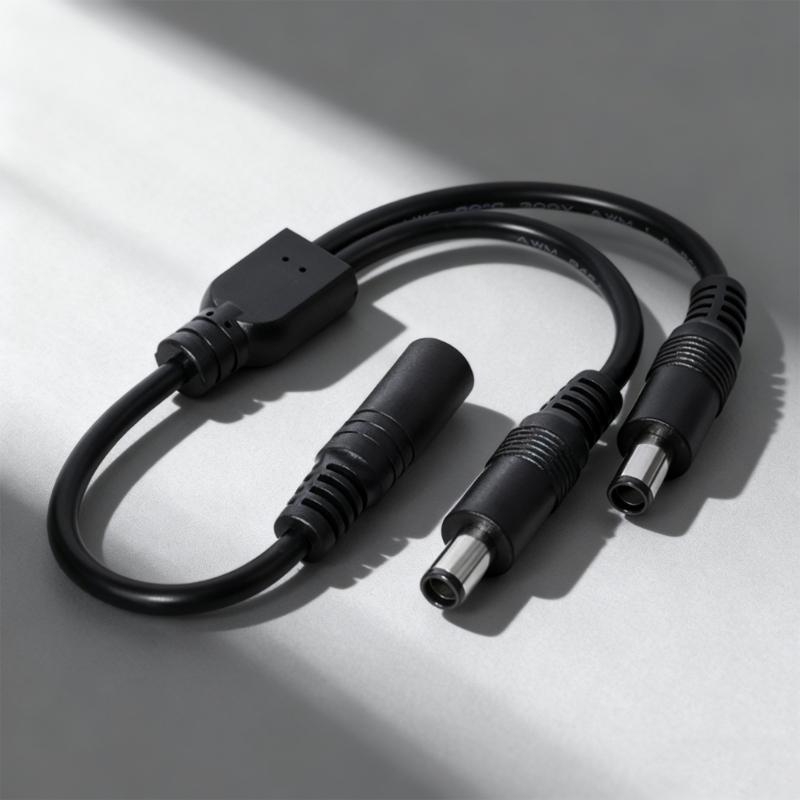 30cm Long PVC DC7.4x5.0mm Splitter Cable Ensuring Stable Power Transmission and Long Use for Various Devices