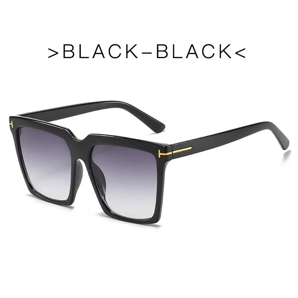 Oversize Brand Designer Sunglasses Women  Vintage T Square Sun Glasses Female Black Gradient Glasses Men Oculos UV400