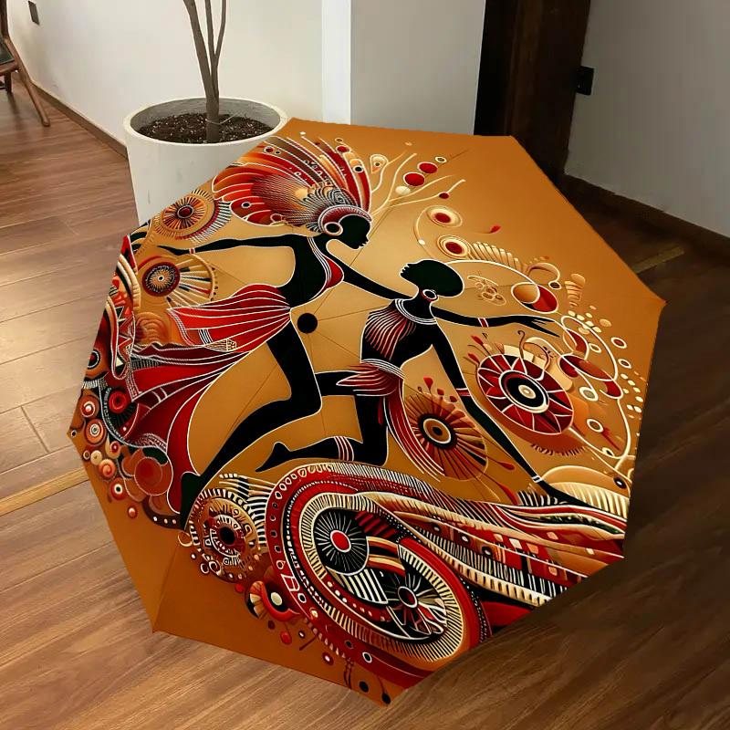 1pc African patterns Automatic Open/Close Umbrella with Windproof, 8-Rib Sturdy Canopy, Durable Ribs, Fashionable Design1204A