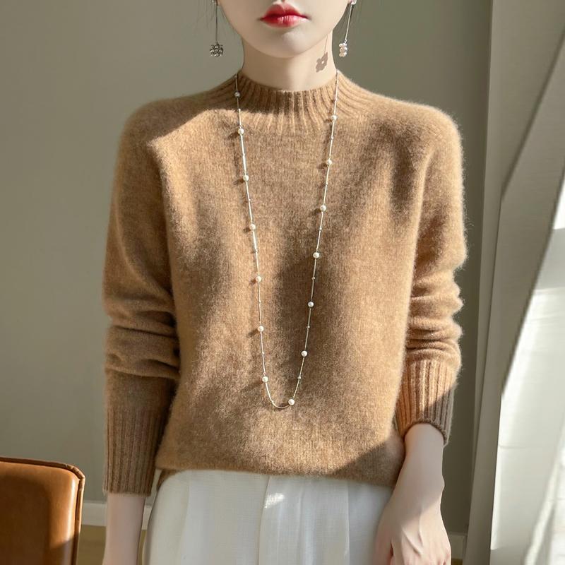 

Женский свитер 100% шерсть TIDENOVEL водолазка вязаный пуловер толстые зимние джемперы женские вязаные топы L золотистый/верблюд