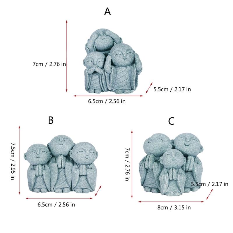 Garden Miniature Monk Sculpture Sandstone Praying Buddhas Figurine Aquariums Fish Tanks Decors For Shelf Desk Display