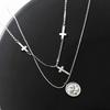 New Temperament Round Brand Angel Female 925 Sterling Silver Jewelry Personality Double Cross Pendant Necklaces TYB367