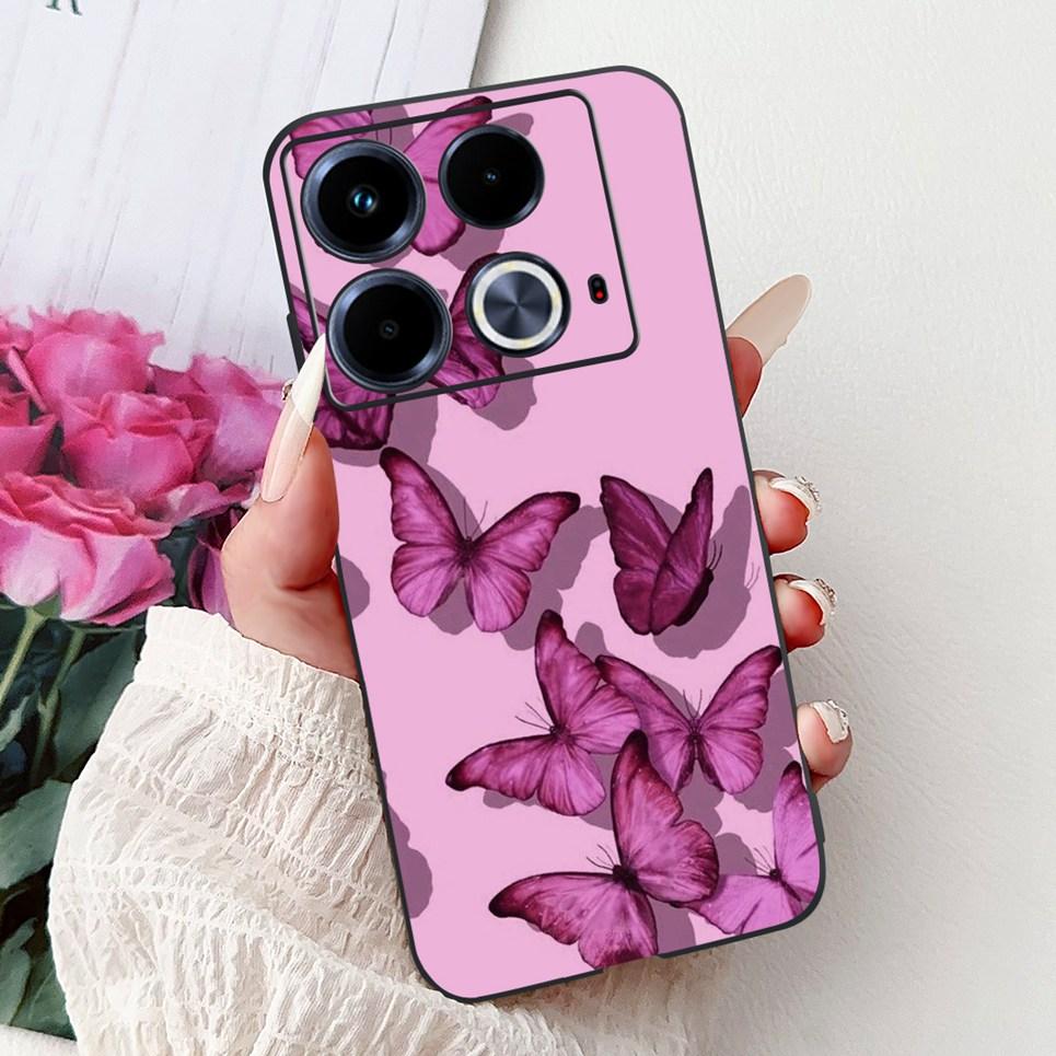For Cover Infinix Note 40 40x 40Pro Plus Note40 Pro+ Phone Case Colorful Flower Butterfly Lxuru Women Fashion Soft Siliocne Etui
