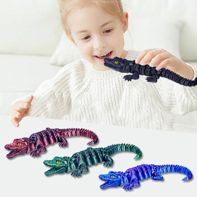 3D Printed Crocodile Articulated Animal Ornament Flexible Reptile Crocodile Fidget Toy for Adults Home Office Desk Decoration
