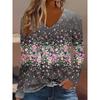 Spring Autumn Fashion Comfortable Soft V-neck Long Sleeve T-shirt Creative Butterfly Flower Loose Casual Women Versatile 3D Printed T-shirt