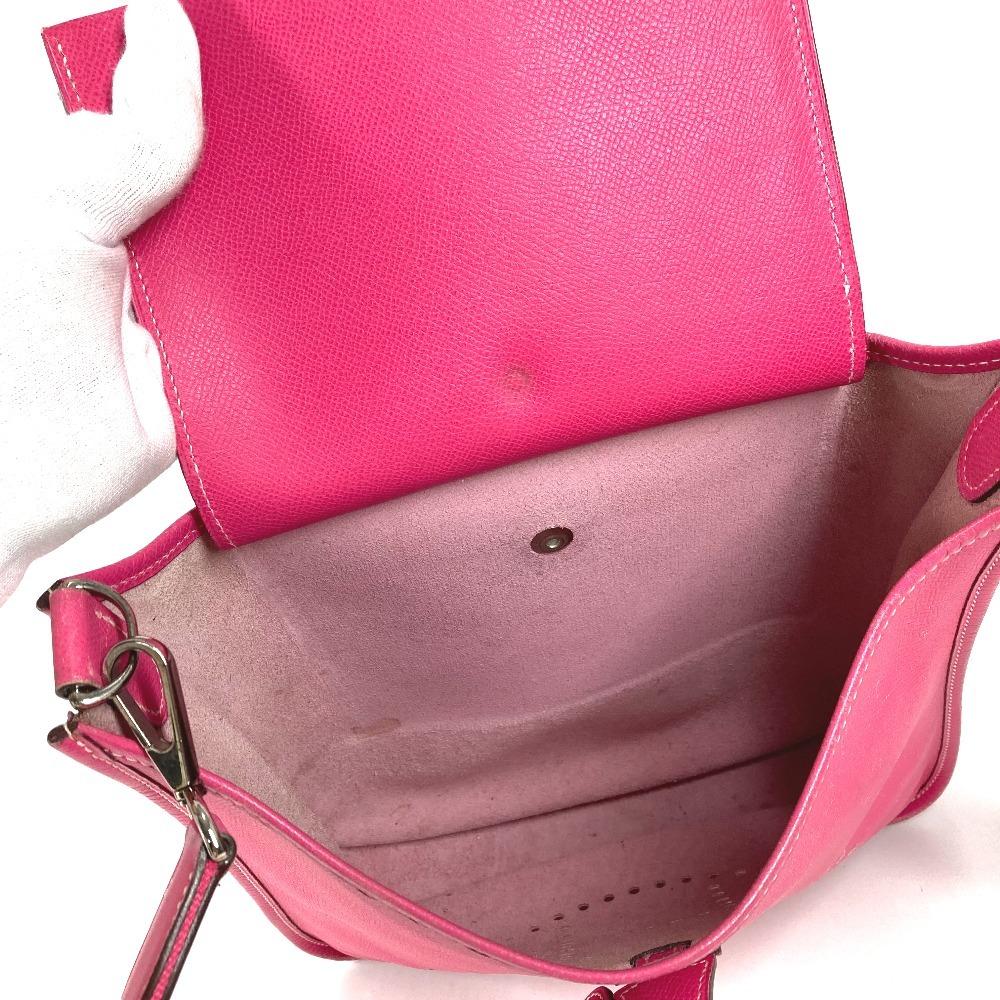 HERMES H punching logo Evelyne 1 PM Crossbody Shoulder Bag Epsom Rose Tyrian