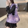 Korean Style Cloud Crossbody Bag with Colorful Laces - Trendy One-Shoulder Pleated Handbag for Shopping