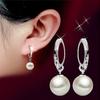 Ciondolo per gioielli con orecchini a cerchio per l'orecchio pendenti con perle finte eleganti da donna