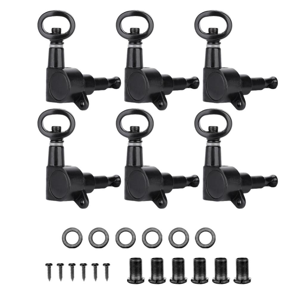 6PCS Black Color Acoustic Guitar Tuners Hollow Handle Design Electric Guitar Tuners For Guitarists