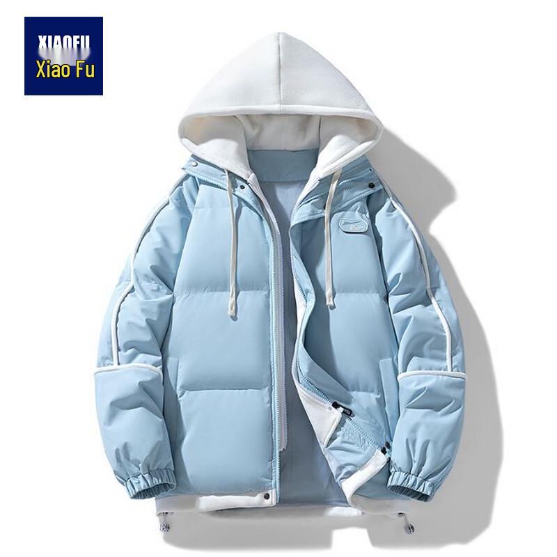 

Men s Faux Two-Piece Hooded Puffer Jacket 2XL