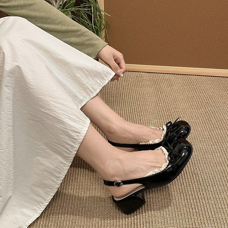 

[youshilai] French beautiful not tired feet sandals silver bag head Mary Jane with skirt high heels women 35