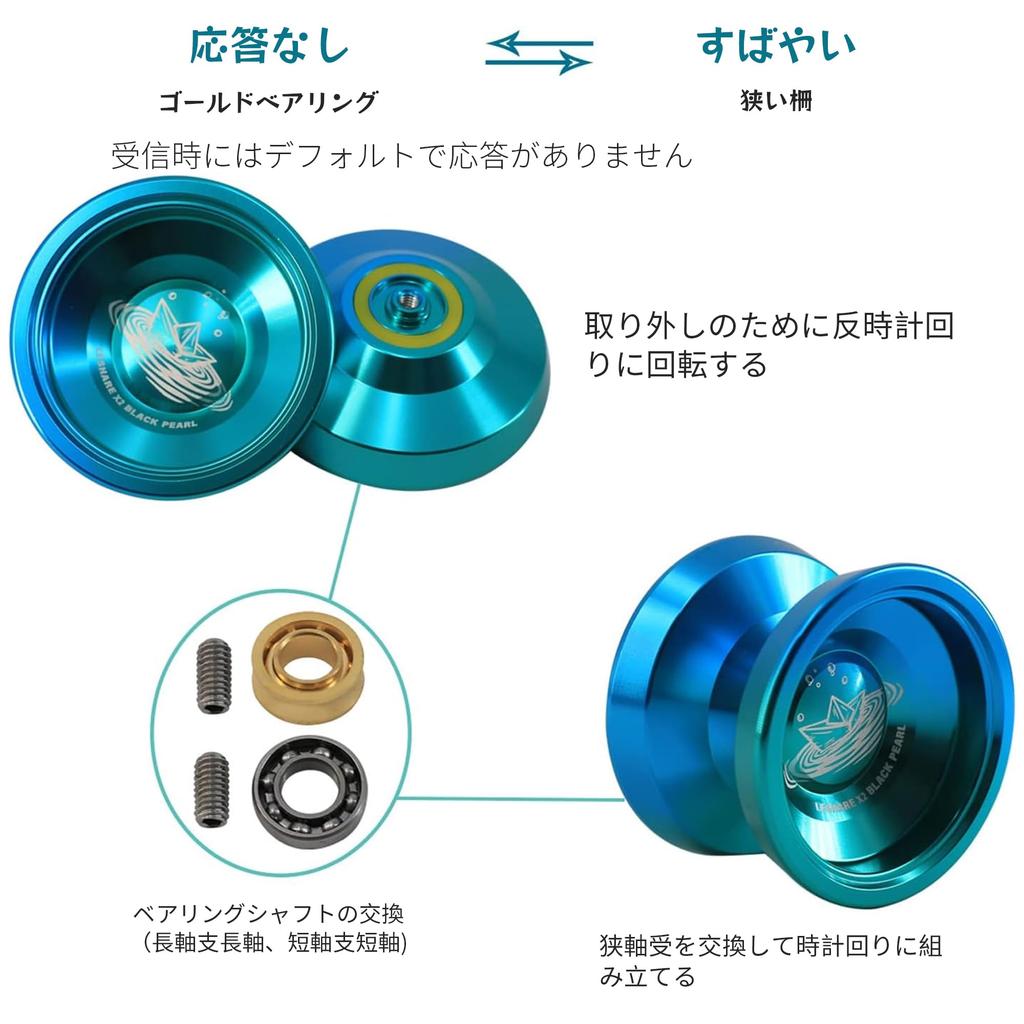 AAGWW Trick Yo-Yo for Competition, Suitable for Beginners, High-Precision Ball Bearings, Professional-Level Aluminum Alloy (Design: Black Pearl