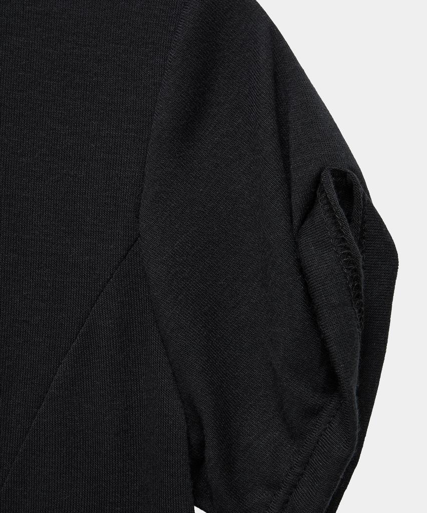 ETRE AU SOMMET Drape Pintuck Zipper Roll-Up Short Top (Black)