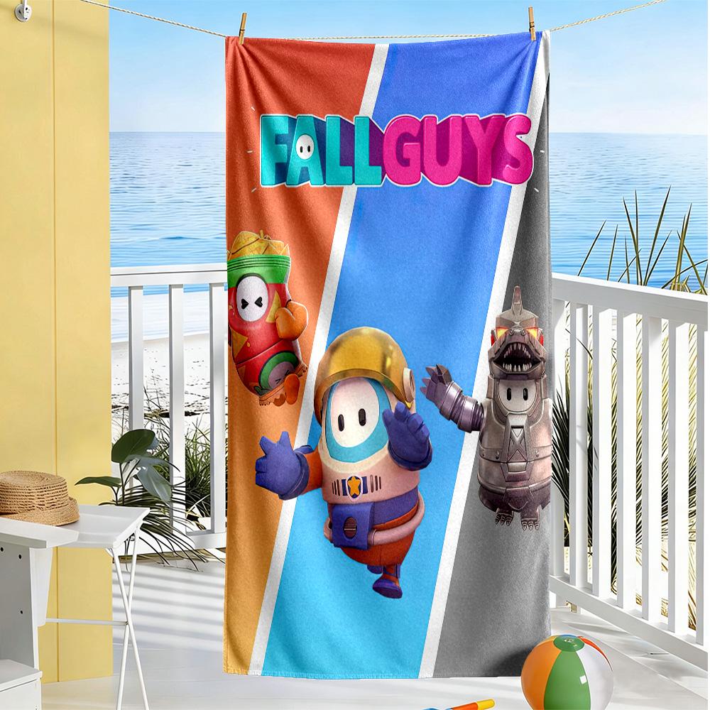Fall Guys Adventure Beach Towel Quick-Dry Soft Microfiber Comfortable Lightweight Perfect for Traveling Yoga Camping and Swimming