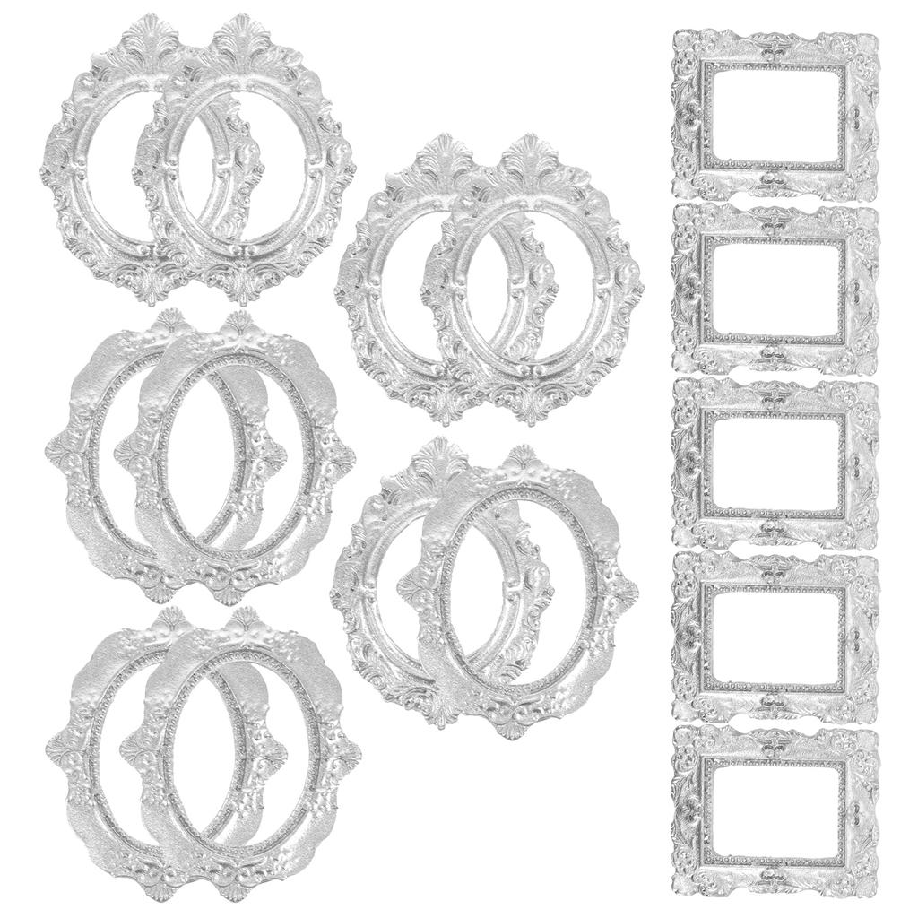 Öl Rahmen Zubehör Bild DIY Handwerk Silber Harz Mini Foto Requisiten Vintage Decor