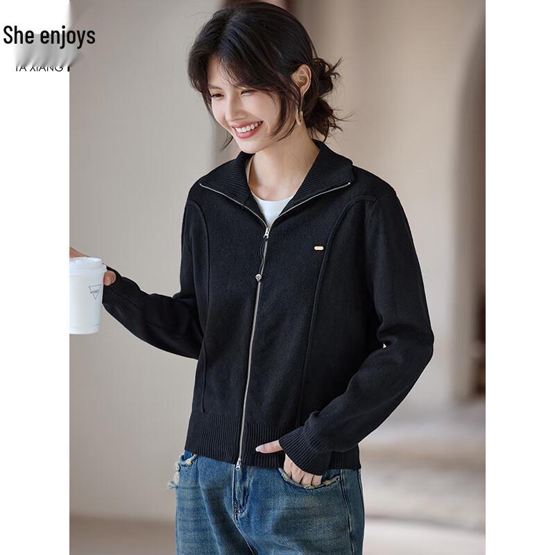 

Women s Zipper Stand Collar Knit Cardigan XL