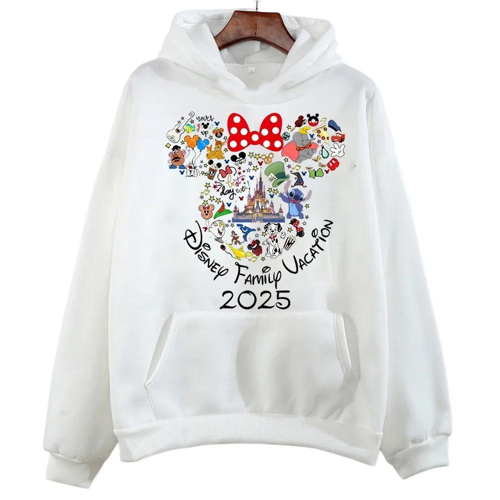

Kawaii Casual 2025 Cartoon Pattern Printed Hoodie Family Vacation Sports Fall Ladies Casual Crew Neck Street Style Pullover 3XL