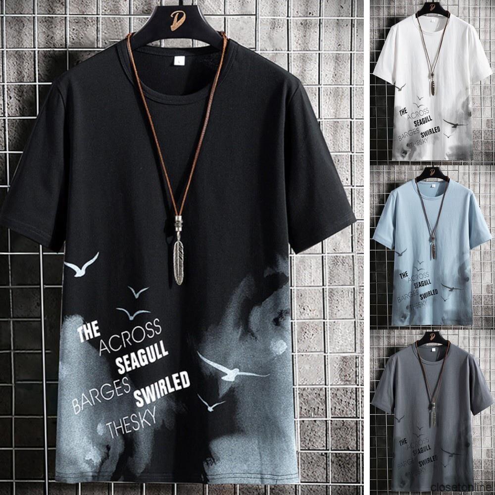 

Модная мужская футболка с коротким рукавом и круглым вырезом