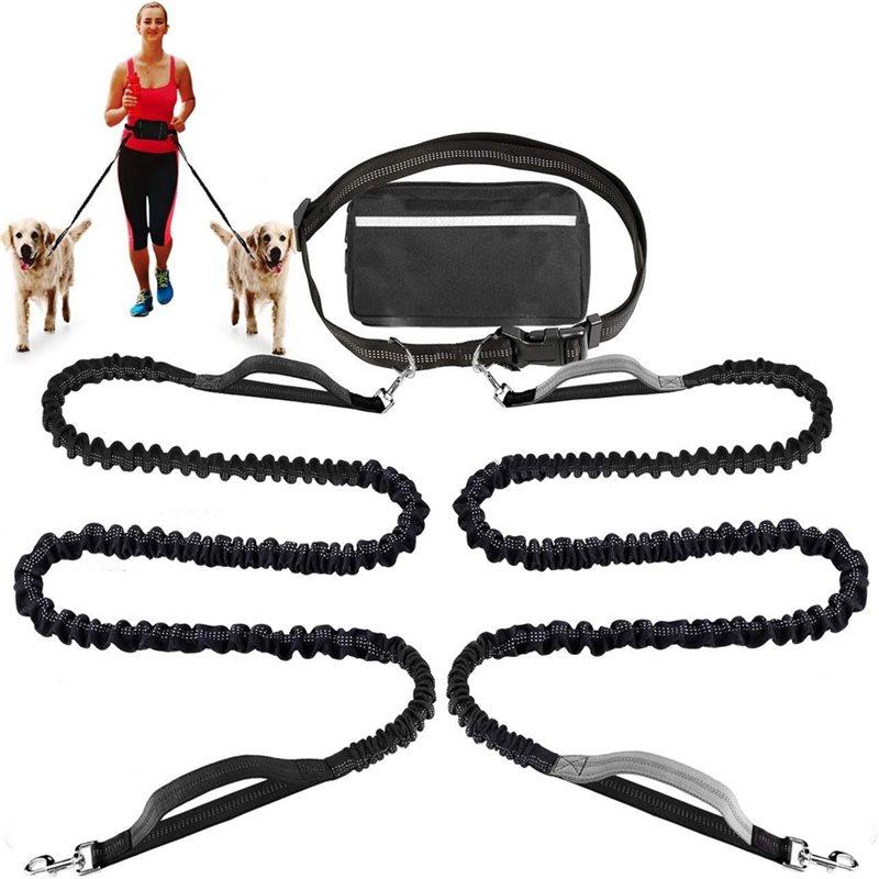 

CYCLI-Elastic Retractable Rope Dog Running Leash Adjustable Hands-Free With Double Handles Suitable For Large And Medium Dogs
