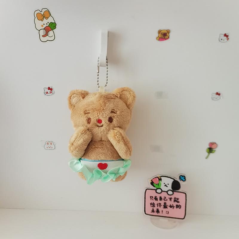 Cute Cute Swimming Circle Butter Bear Pendant Cartoon Plush Toy Bear Doll Bag Hanging Keychain Doll
