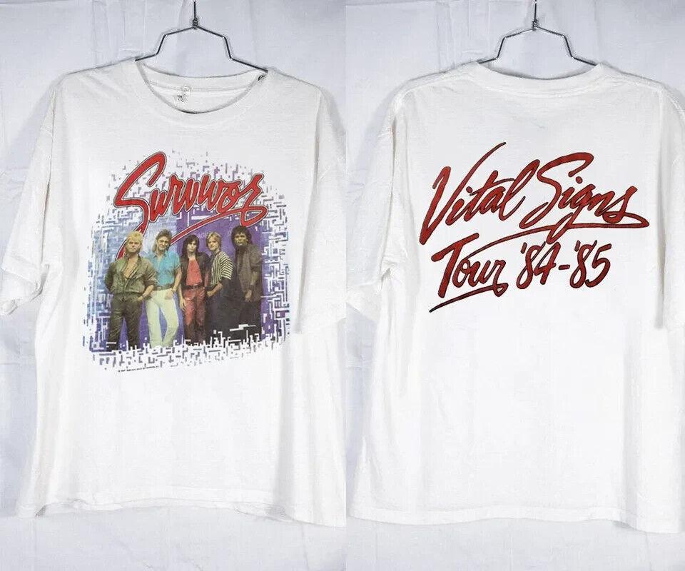 Vintage 80s Survivor Band Tour Concert Collection White All Size T-Shirt AL665 Unisex T-Shirt