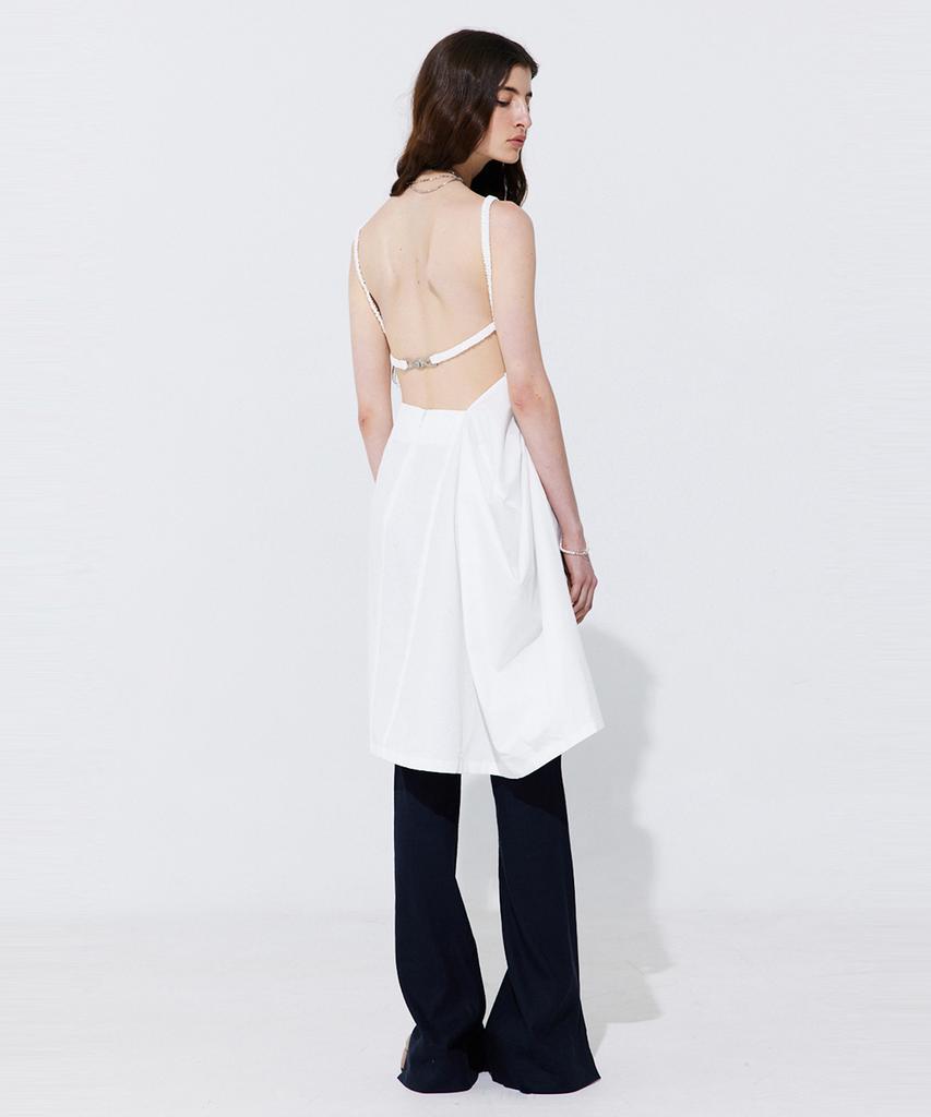 WNDERKAMMER Shirring Back Line Layered Dress_White