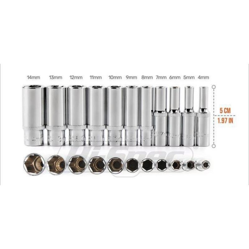 

13 шт. Короткие/11 шт. Глубокие Hi-Spec 11 шт. Набор торцевых головок 1/4 Адаптер Короткие длинные головки 4–14 мм Глубокие торцевые головки Инструментальные головки Динамометрический ключ Торцевой ключ с трещоткой 11pc Deep