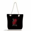 Multifunctional Coffee-colored Girl Printed Thick Rope Shoulder Beach Bag Casual Large Capacity Handbag 0107