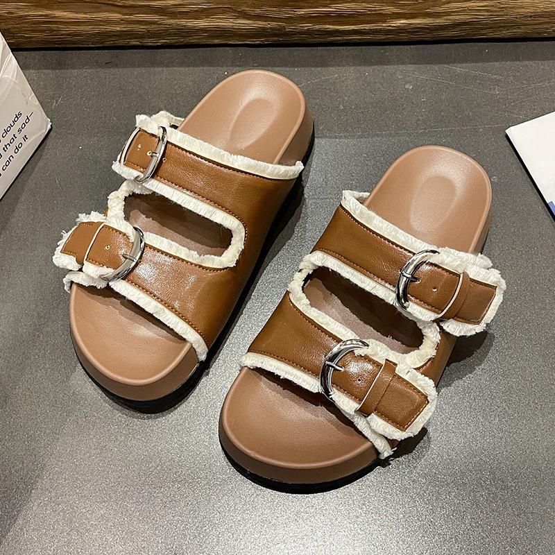 

2025 spring new square head, wedge heel, high heel temperament, thin French fashion, sexy and beautiful, open-toed women s drag 40 коричневый