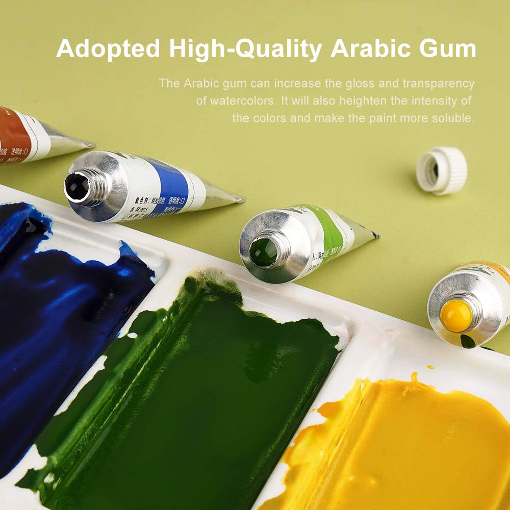 Paul Rubens Transparent Watercolor Paint Set, 36 Colors, 5ml Paint Tubes, Suitable for Beginners, Hobbies, and Students.