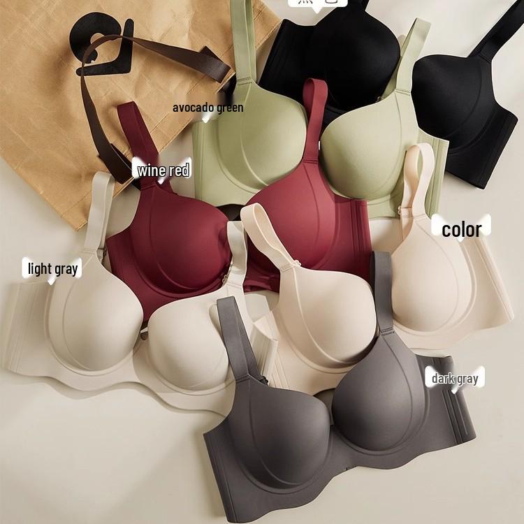 Bezszwowy biustonosz damski: Minimalizuje biust, Wspiera boczki, Bez fiszbin, Bez prześwitów, Podnoszący, Lekki dla większych biustów.