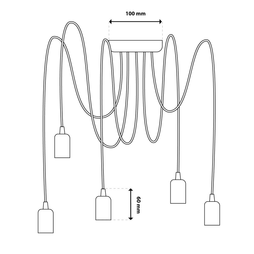 Pendant Ceiling Lamp Arane Spider 5 Arms For Led 5X E27 Lumiled