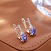 Luxury Round Purple Natural Zircon English Earrings For Women  Rose Gold Color Wedding Fine Daily Jewelry Girl'S Gift