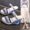 Summer Shoes Flat Platform Peep toe High Heels Sandals Elegant Ladies Party Shoes Woman Wedges Sandals White Blue Big Size 41