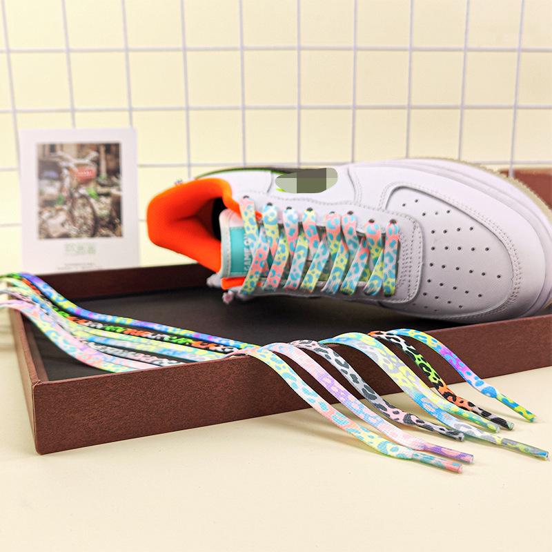 Fluorescent Leopard Tie-Dye Shoelaces for AJ1, AF1, Canvas Unisex Shoes