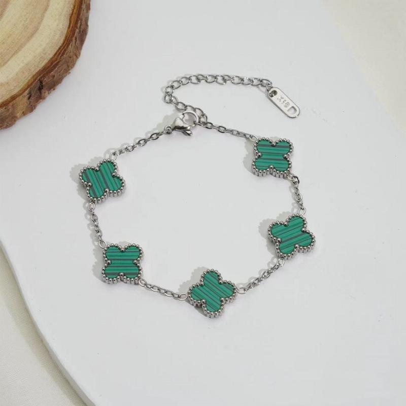 Classic 13mm Titanium Steel Double-sided Four-leaf Clover Bracelet Fashionable Light Luxury Women's Versatile Jewelry