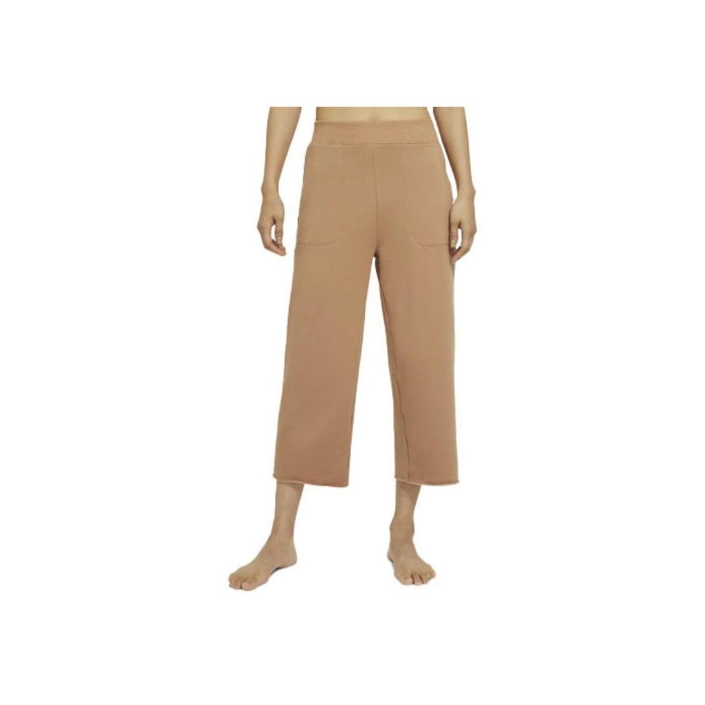 Nike Yoga Luxe Fleece-Lined Casual Mid-Length Pants Women Bottoms Nougat-Brown DA0777-288