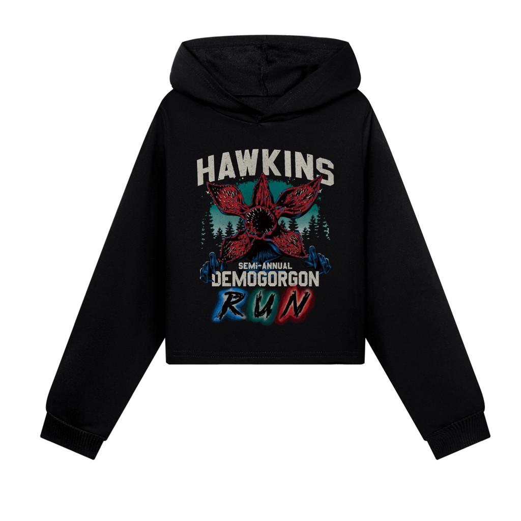 5383 Kids Girls Demogorgon Printed Long Sleeves Hoodies Hooded Sweatshirt