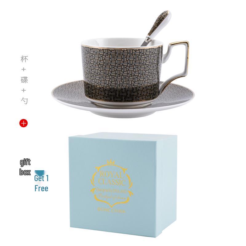 European Luxury Bone China Coffee Cup & Saucer Set - Elegant Afternoon Tea Ceramic Cup