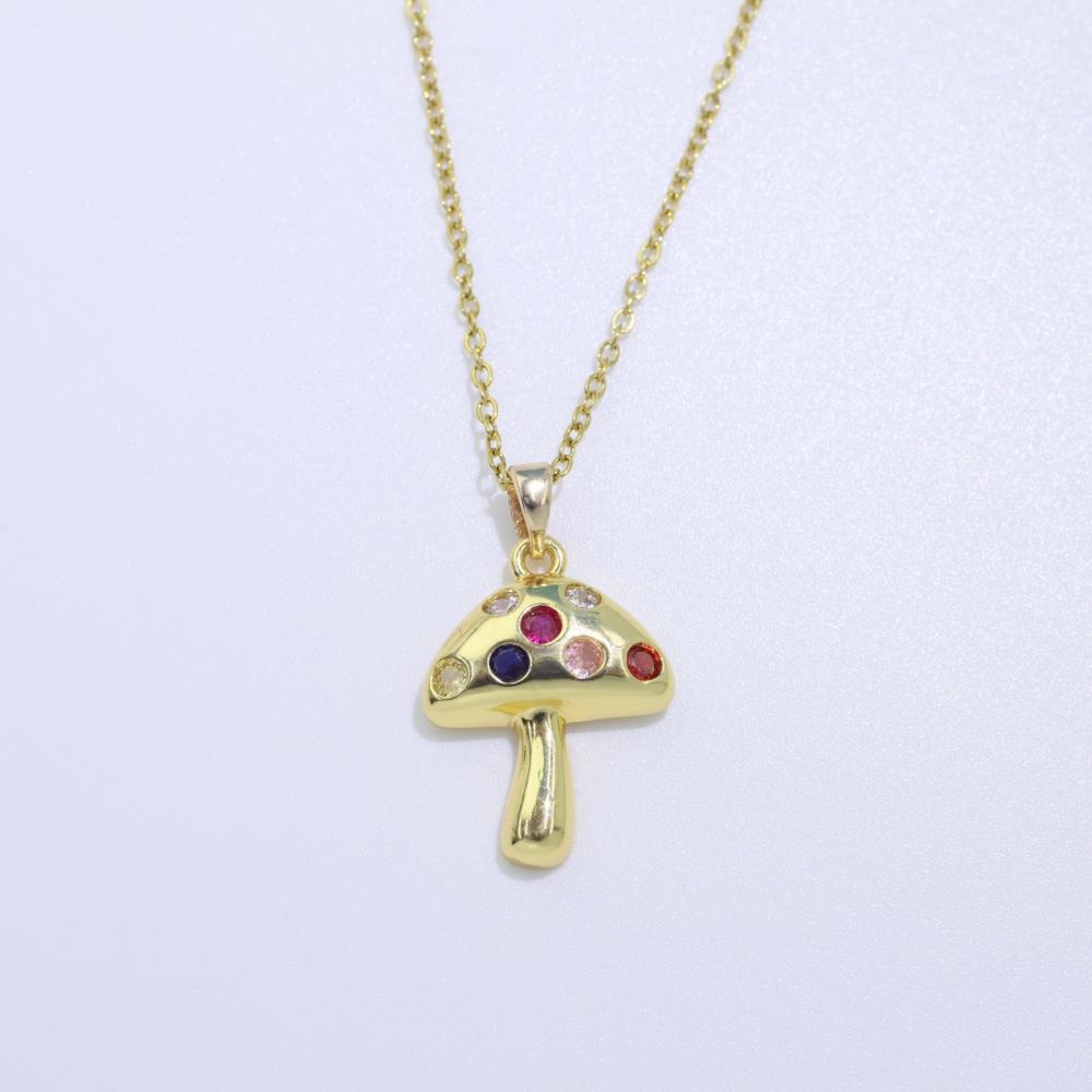 Simple Mushrooms Pendant Necklaces for Women Fashion Zirconia Necklace Wedding Party Jewelry Accessories